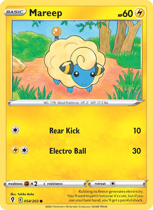 Mareep 54/203  - Reverse Holofoil SWSH07 Evolving Skies - Common