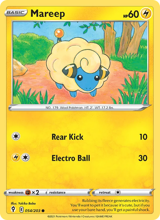Mareep 54/203  - Reverse Holofoil SWSH07 Evolving Skies - Common