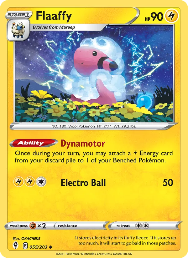 Flaaffy 55/203  - Reverse Holofoil SWSH07 Evolving Skies - Uncommon