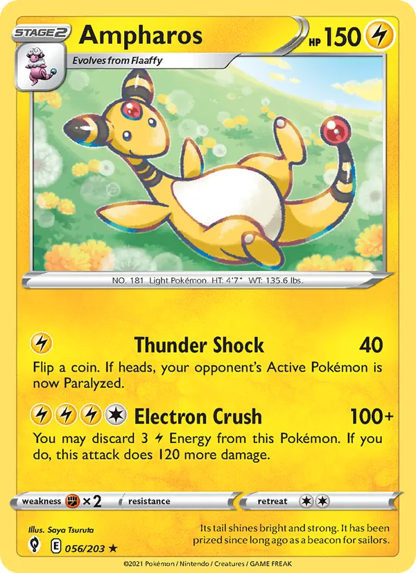 Ampharos 56/203  - Reverse Holofoil SWSH07 Evolving Skies - Rare