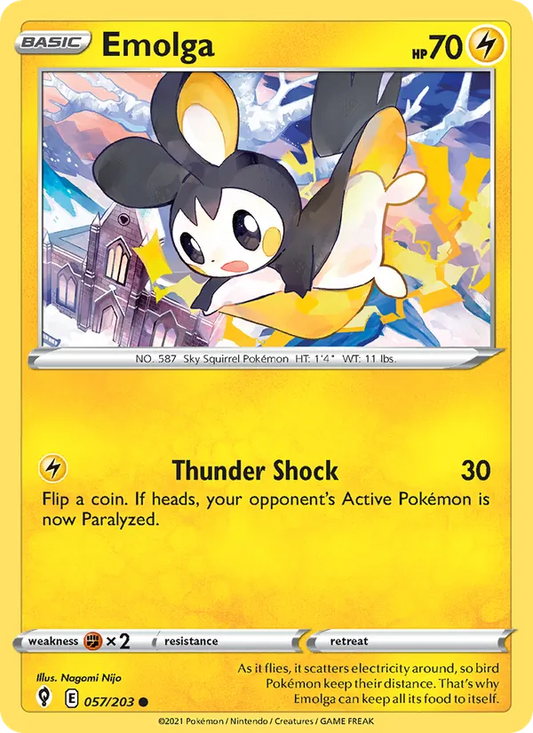 Emolga 57/203  - Reverse Holofoil SWSH07 Evolving Skies - Common
