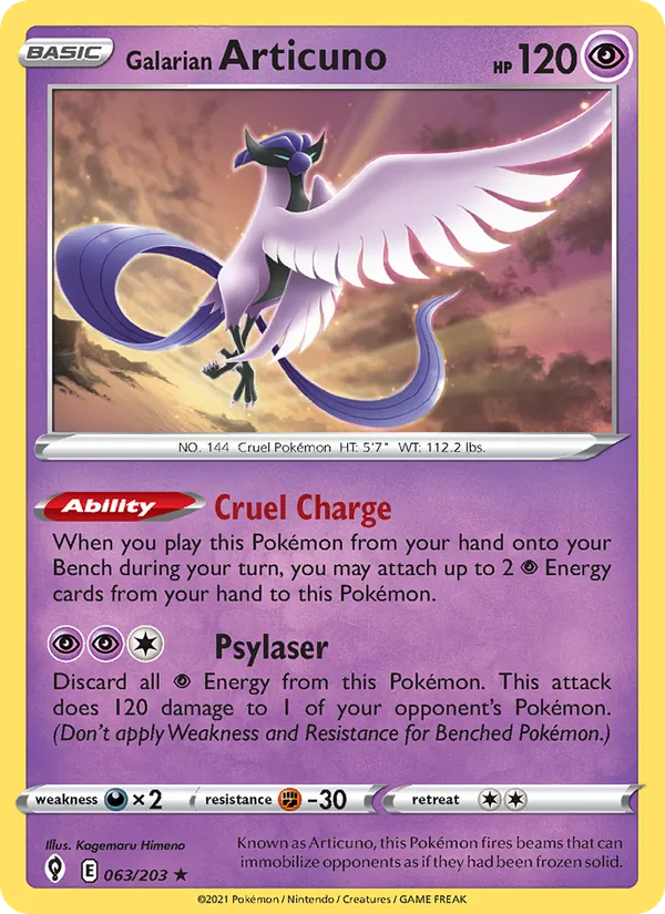 Galarian Articuno 63/203  - Holofoil SWSH07 Evolving Skies - Holo Rare