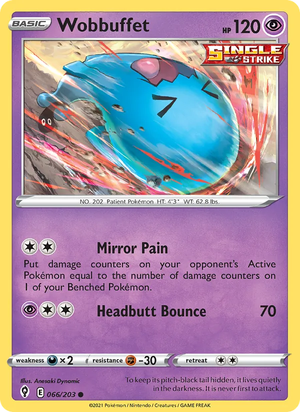 Wobbuffet 66/203  - Reverse Holofoil SWSH07 Evolving Skies - Common