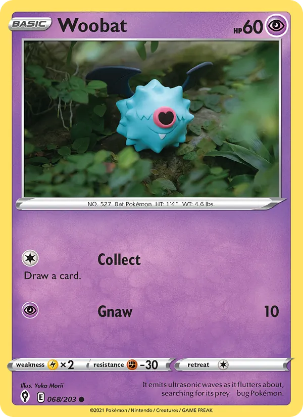 Woobat 68/203  - Reverse Holofoil SWSH07 Evolving Skies - Common