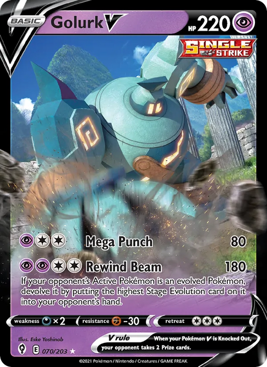 Golurk V 70/203  - Holofoil SWSH07 Evolving Skies - Holo Rare V