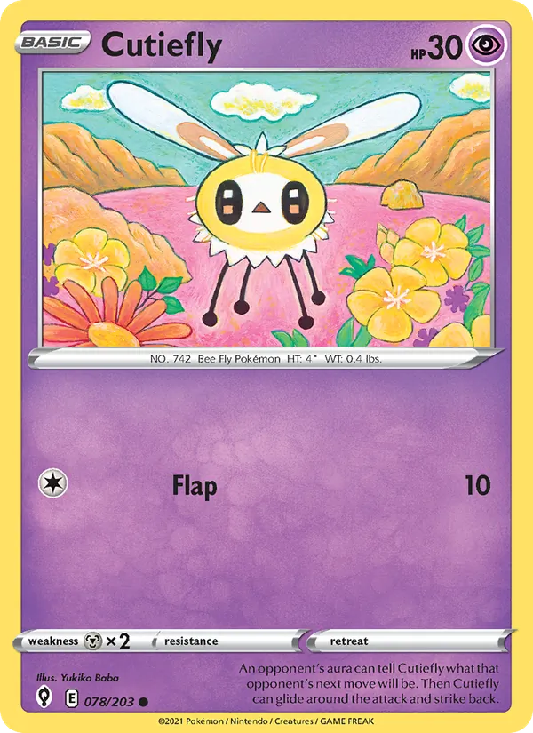 Cutiefly 78/203  - Reverse Holofoil SWSH07 Evolving Skies - Common