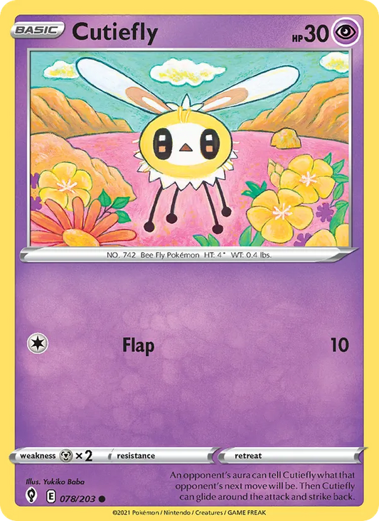 Cutiefly 78/203  - Reverse Holofoil SWSH07 Evolving Skies - Common