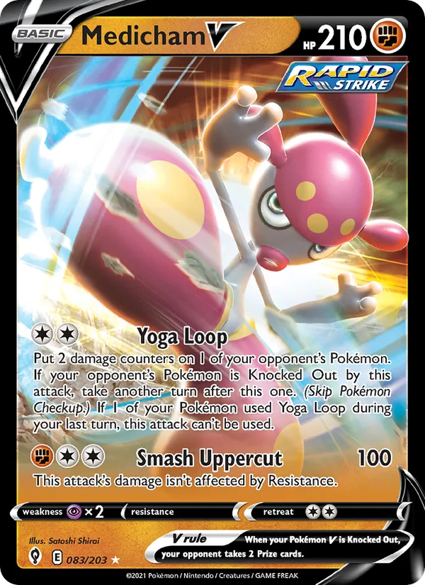 Medicham V 83/203  - Holofoil SWSH07 Evolving Skies - Holo Rare V