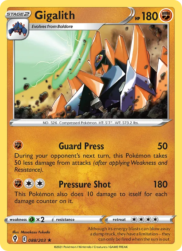 Gigalith 88/203  - Reverse Holofoil SWSH07 Evolving Skies - Rare