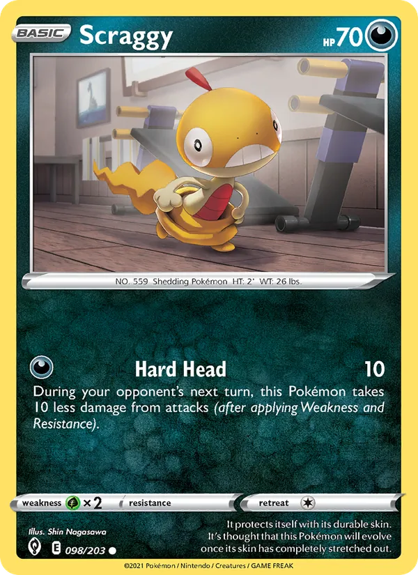 Scraggy 98/203  - Reverse Holofoil SWSH07 Evolving Skies - Common