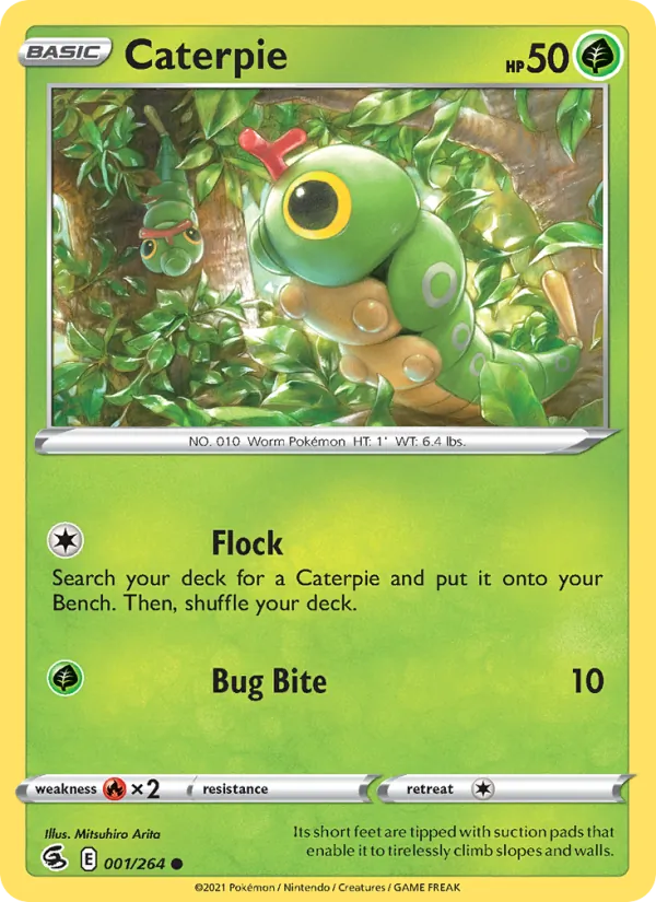 Caterpie 1/264  - Reverse Holofoil SWSH08 Fusion Strike - Common