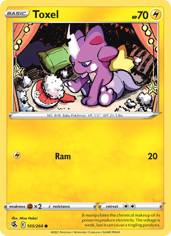 Toxel 105/264  - Reverse Holofoil SWSH08 Fusion Strike - Common