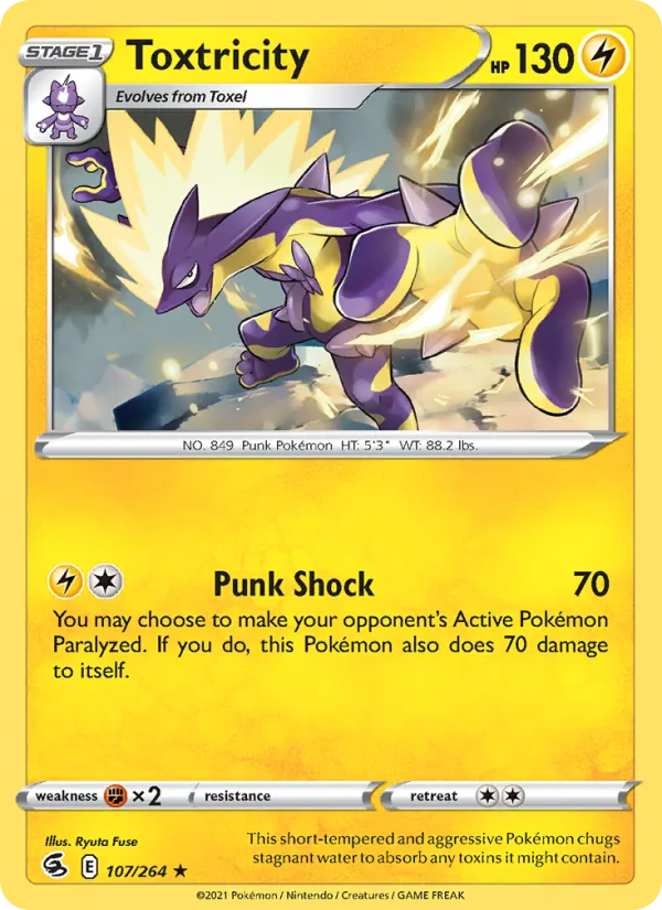 Toxtricity 107/264  - Reverse Holofoil SWSH08 Fusion Strike - Holo Rare