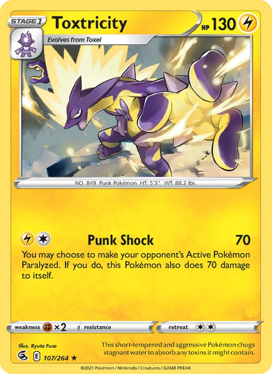 Toxtricity 107/264  - Reverse Holofoil SWSH08 Fusion Strike - Holo Rare