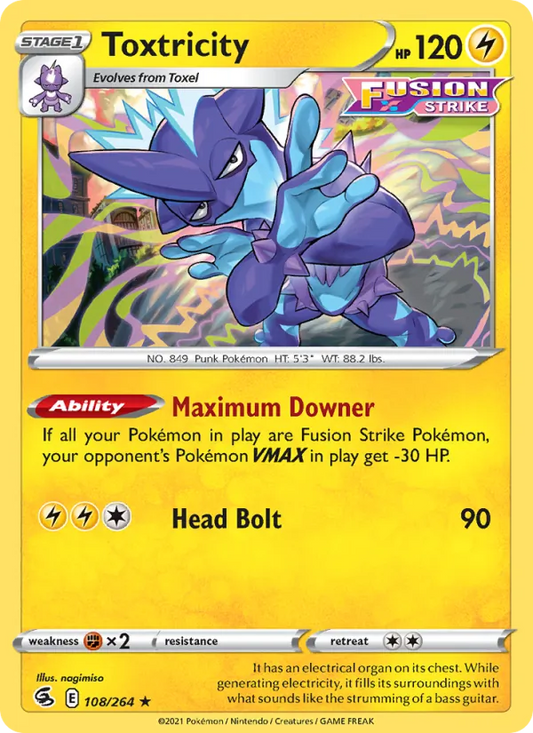 Toxtricity 108/264  - Holofoil SWSH08 Fusion Strike - Holo Rare