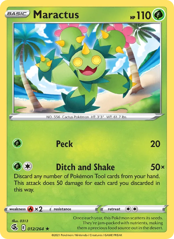 Maractus 12/264  - Reverse Holofoil SWSH08 Fusion Strike - Rare