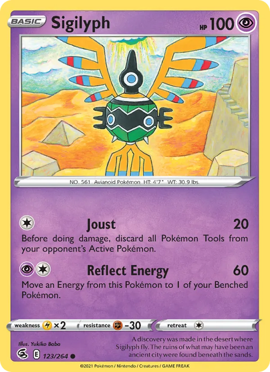 Sigilyph 123/264  - Reverse Holofoil SWSH08 Fusion Strike - Common