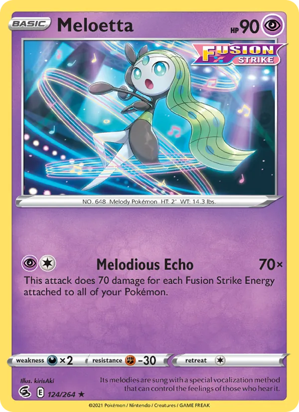 Meloetta 124/264  - Reverse Holofoil SWSH08 Fusion Strike - Rare