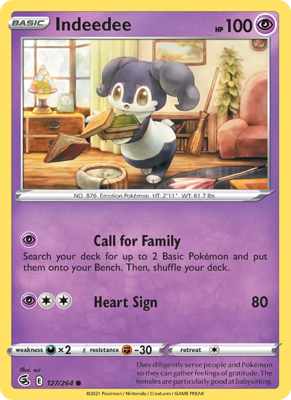 Indeedee 127/264  - Reverse Holofoil SWSH08 Fusion Strike - Common