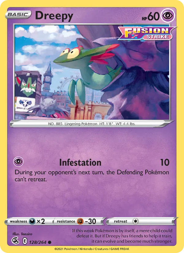 Dreepy 128/264  - Reverse Holofoil SWSH08 Fusion Strike - Common