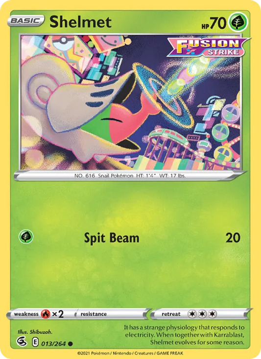 Shelmet 13/264  - Reverse Holofoil SWSH08 Fusion Strike - Common