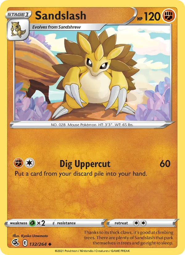 Sandslash 132/264  - Reverse Holofoil SWSH08 Fusion Strike - Uncommon
