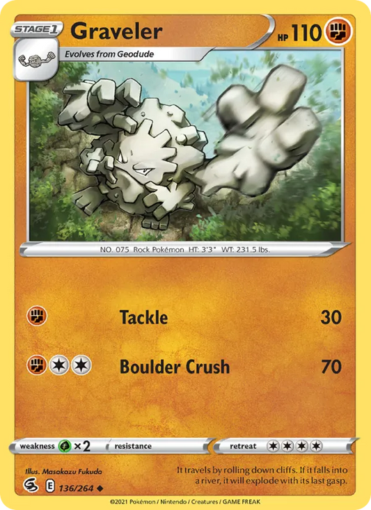 Graveler 136/264  - Reverse Holofoil SWSH08 Fusion Strike - Uncommon