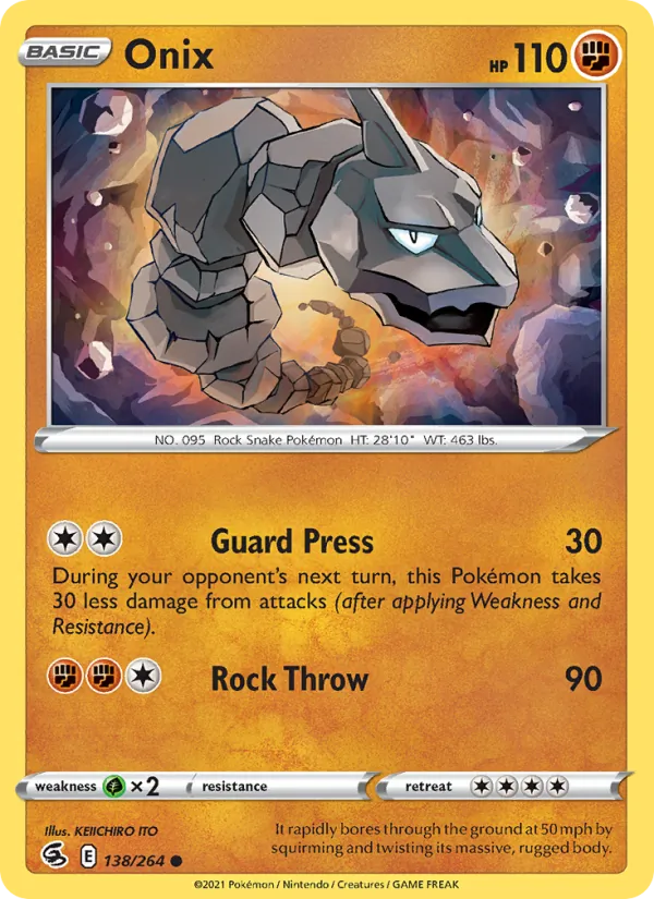 Onix 138/264  - Reverse Holofoil SWSH08 Fusion Strike - Common