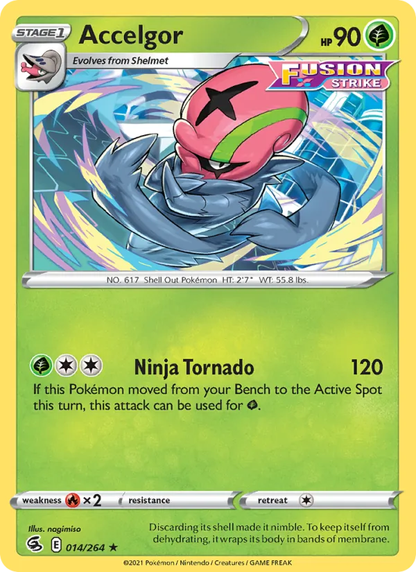 Accelgor 14/264  - Reverse Holofoil SWSH08 Fusion Strike - Rare