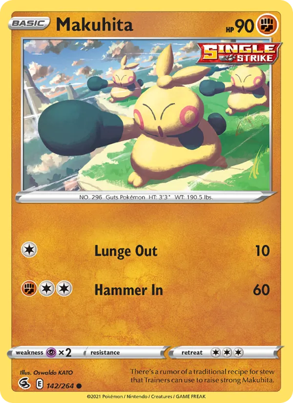 Makuhita 142/264  - Reverse Holofoil SWSH08 Fusion Strike - Common