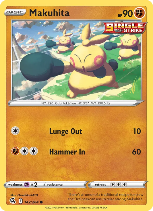 Makuhita 142/264  - Reverse Holofoil SWSH08 Fusion Strike - Common
