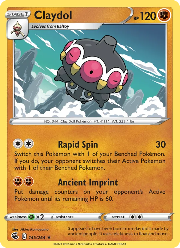 Claydol 145/264  - Reverse Holofoil SWSH08 Fusion Strike - Rare
