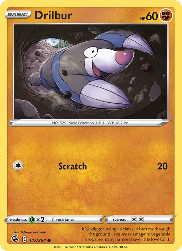 Drilbur 147/264  - Reverse Holofoil SWSH08 Fusion Strike - Common