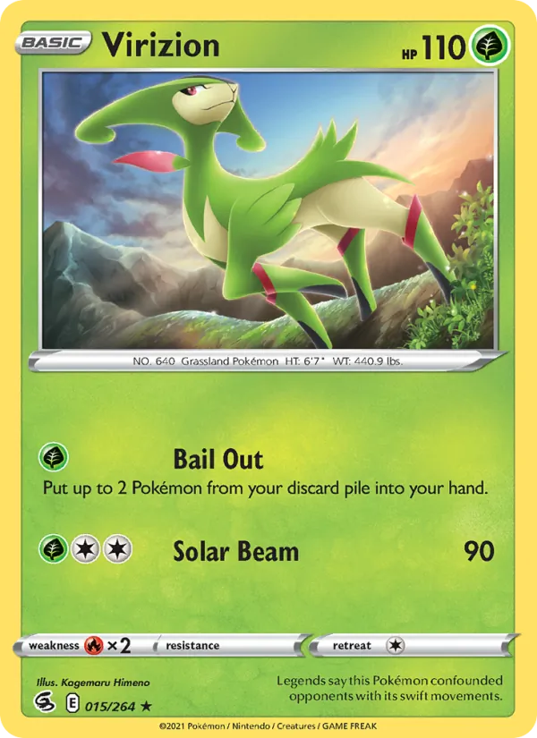 Virizion 15/264  - Reverse Holofoil SWSH08 Fusion Strike - Rare