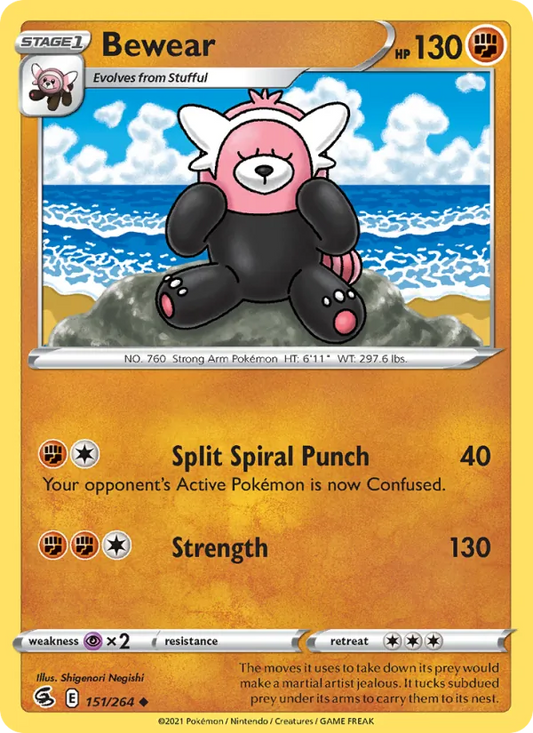 Bewear 151/264  - Reverse Holofoil SWSH08 Fusion Strike - Uncommon