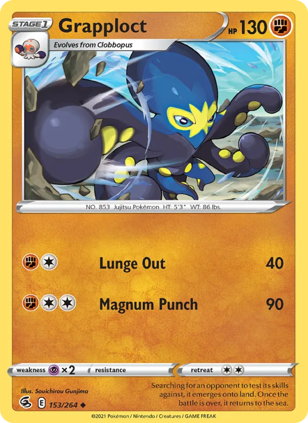 Grapploct 153/264  - Reverse Holofoil SWSH08 Fusion Strike - Uncommon