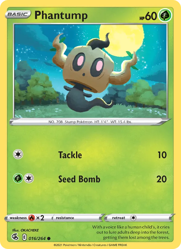Phantump 16/264  - Reverse Holofoil SWSH08 Fusion Strike - Common