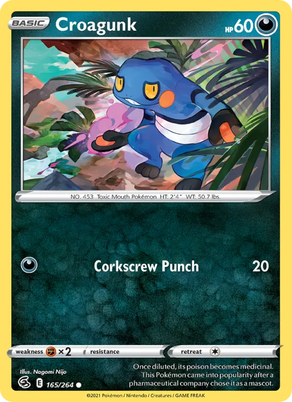 Croagunk 165/264  - Reverse Holofoil SWSH08 Fusion Strike - Common