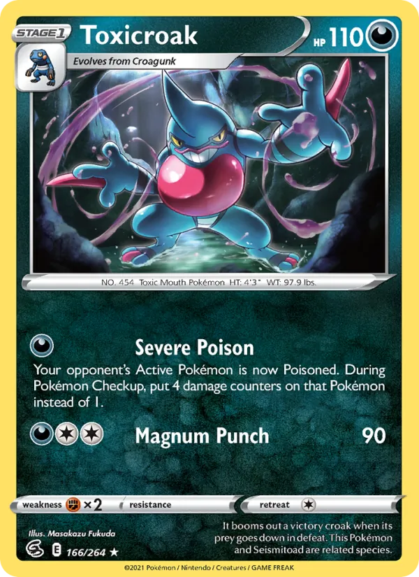 Toxicroak 166/264  - Reverse Holofoil SWSH08 Fusion Strike - Rare