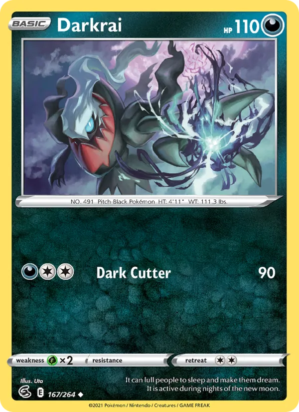 Darkrai 167/264  - Reverse Holofoil SWSH08 Fusion Strike - Uncommon