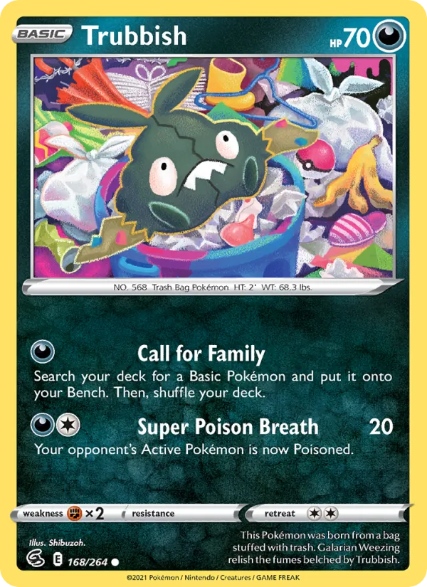 Trubbish 168/264  - Reverse Holofoil SWSH08 Fusion Strike - Common