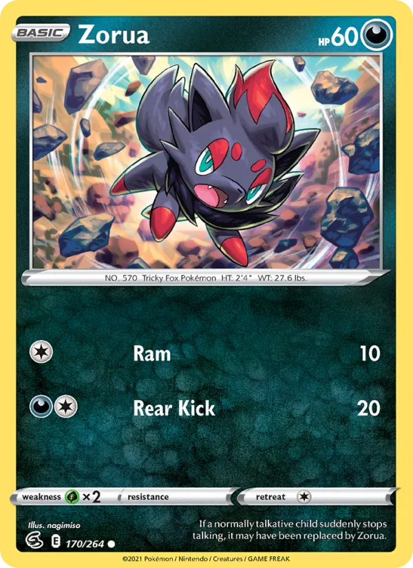 Zorua 170/264  - Reverse Holofoil SWSH08 Fusion Strike - Common