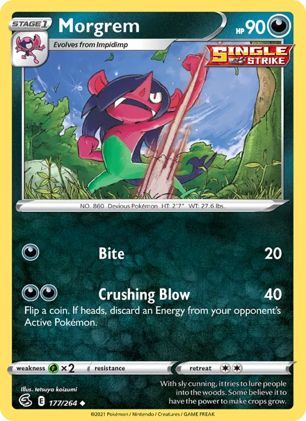 Morgrem 177/264  - Reverse Holofoil SWSH08 Fusion Strike - Uncommon