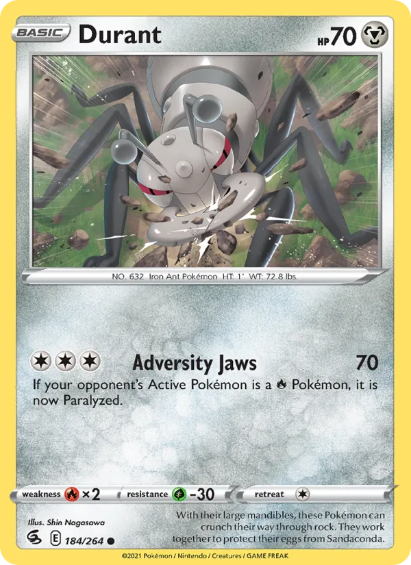 Durant 184/264  - Reverse Holofoil SWSH08 Fusion Strike - Common