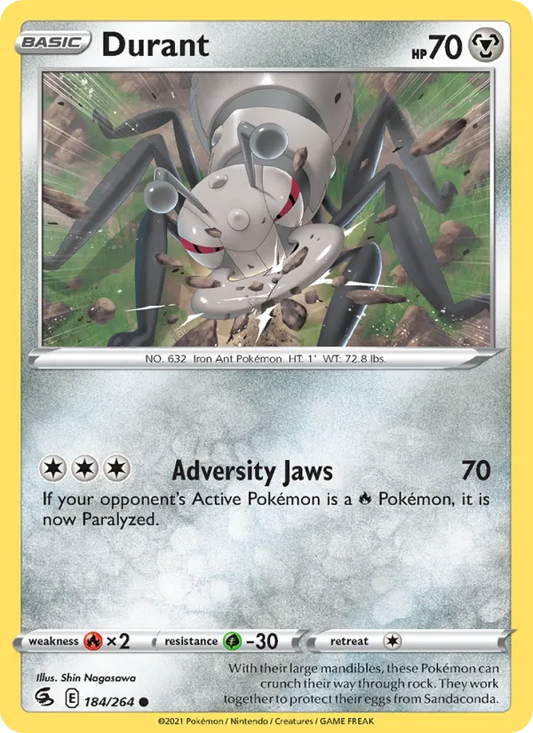 Durant 184/264  - Reverse Holofoil SWSH08 Fusion Strike - Common