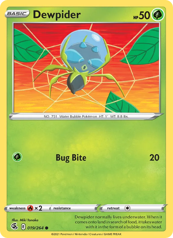 Dewpider 19/264  - Reverse Holofoil SWSH08 Fusion Strike - Common