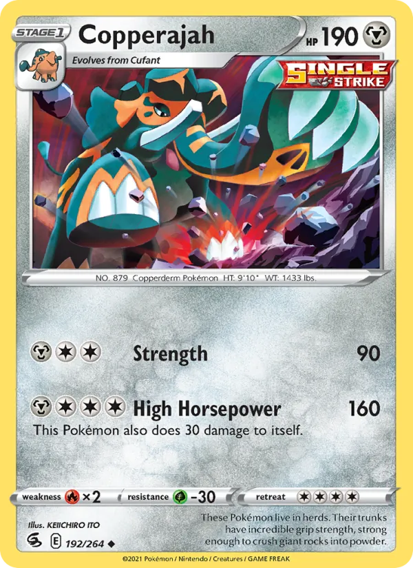 Copperajah 192/264  - Reverse Holofoil SWSH08 Fusion Strike - Uncommon