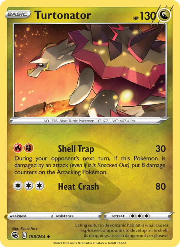 Turtonator 198/264  - Reverse Holofoil SWSH08 Fusion Strike - Uncommon