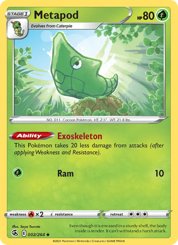 Metapod 2/264  - Reverse Holofoil SWSH08 Fusion Strike - Uncommon