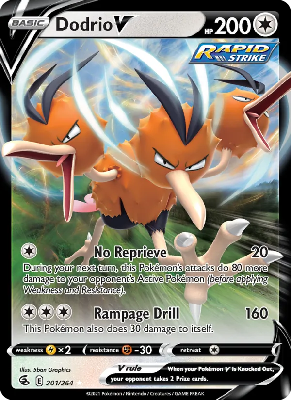 Dodrio V 201/264  - Holofoil SWSH08 Fusion Strike - Holo Rare V
